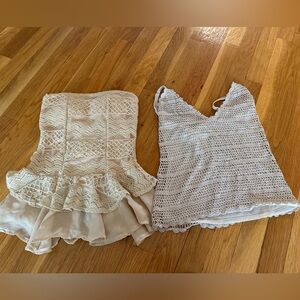 Cream Lace Tank Tops.

One is spaghetti straps the other strapless. Fancy
